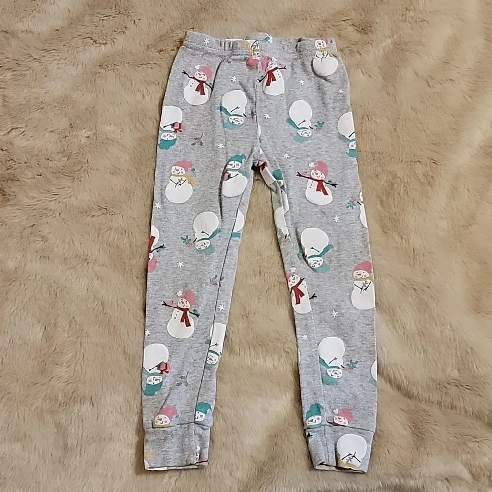 GIRL'S CARTER'S 2-PIECE RED AND GRAY SNOWMEN PAJAMAS, SIZE 4T